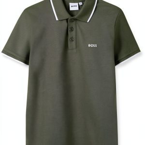 Boys Short Sleeve Polo Shirt BOSS Green Comfortable Durable-0