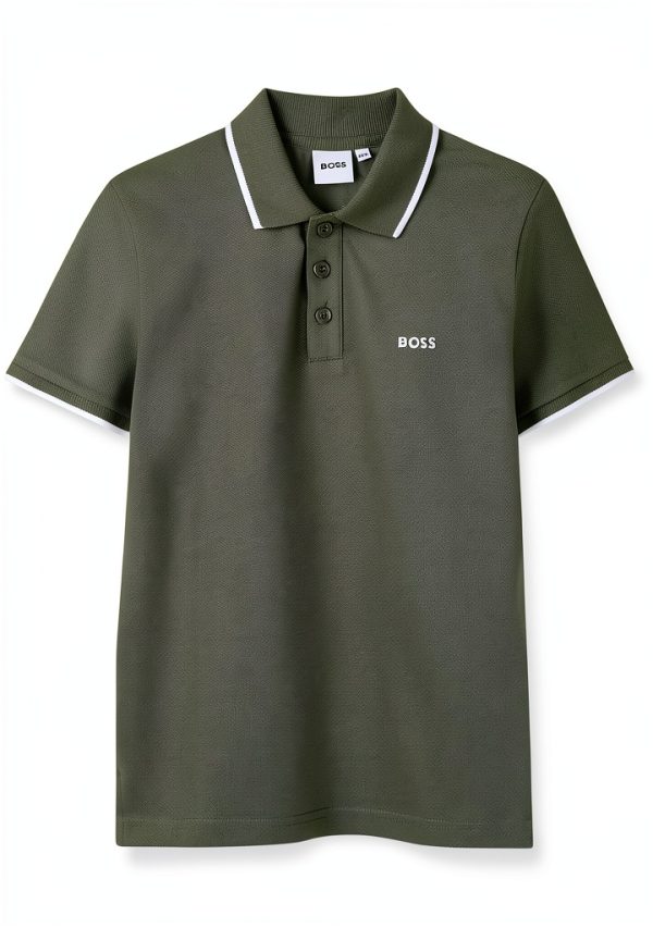 Boys Short Sleeve Polo Shirt BOSS Green Comfortable Durable-0