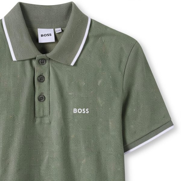 Boys Short Sleeve Polo Shirt BOSS Green Comfortable Durable-2