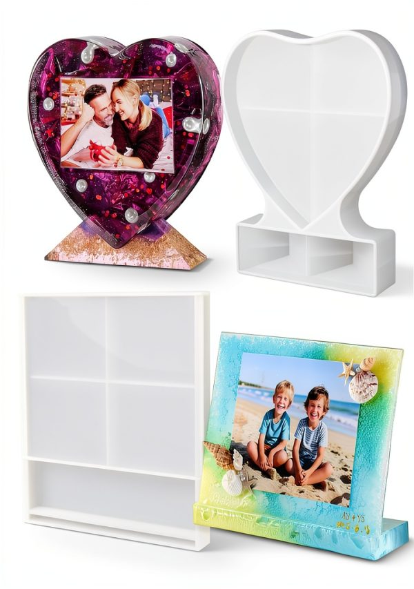 LET'S RESIN Photo Frame Molds Silicone Heart Square DIY-0