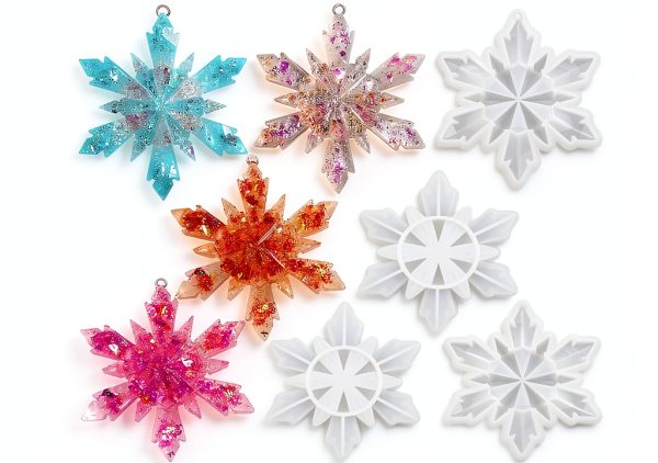 HUAKENER Snowflake Resin Molds Christmas Crafting Silicone-0