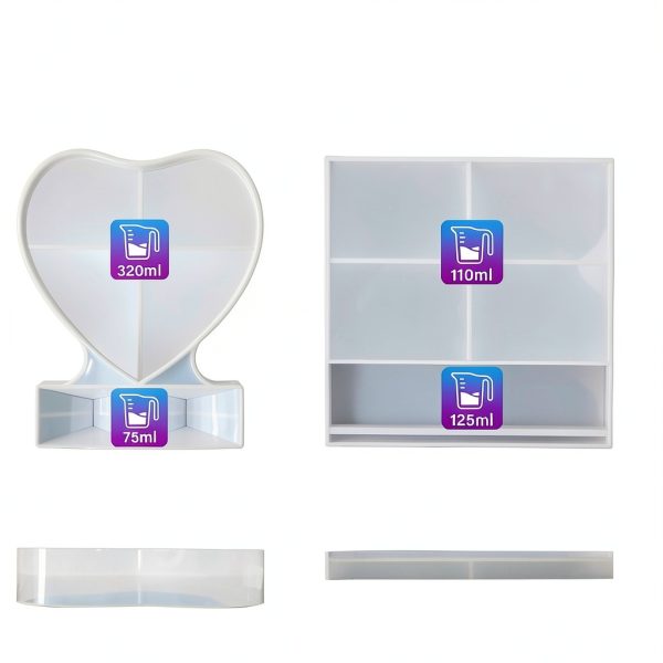 LET'S RESIN Photo Frame Molds Silicone Heart Square DIY-1
