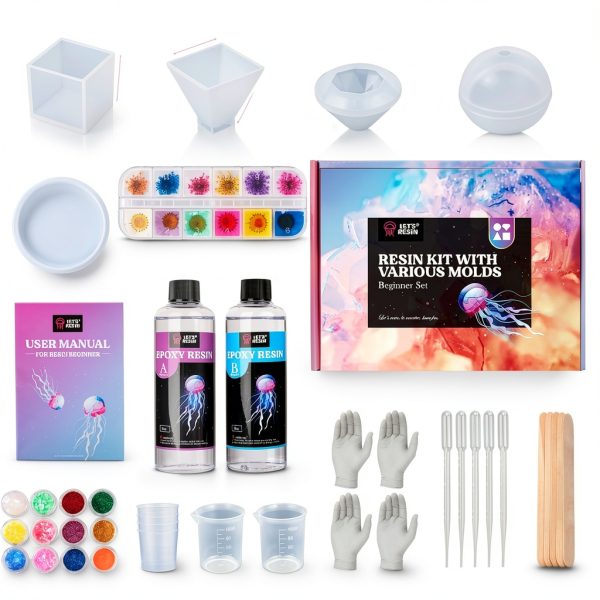 LET'S RESIN Epoxy Resin Kit with Molds Glitter Flowers-7