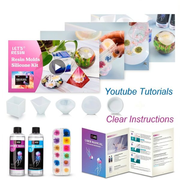 LET'S RESIN Epoxy Resin Kit with Molds Glitter Flowers-4