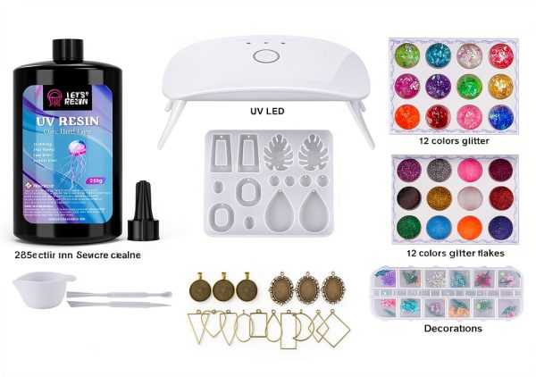 LET'S RESIN UV Resin Jewelry Kit Clear Crystal 153Pcs-1