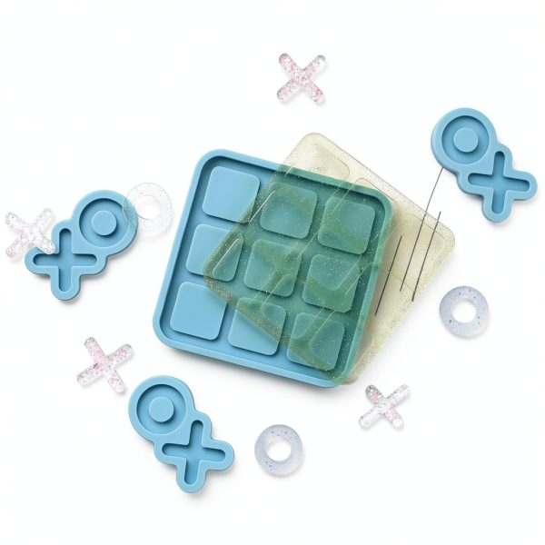 DECYOOL Tic Tac Toe Resin Mold Blue Silicone Crafting-4