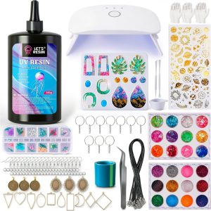 LET'S RESIN UV Resin Jewelry Kit Clear Crystal 153Pcs-0