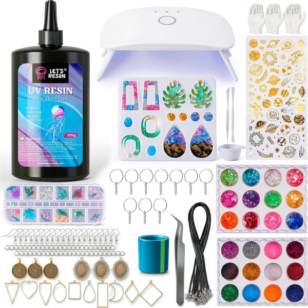 LET'S RESIN UV Resin Jewelry Kit Clear Crystal 153Pcs-0